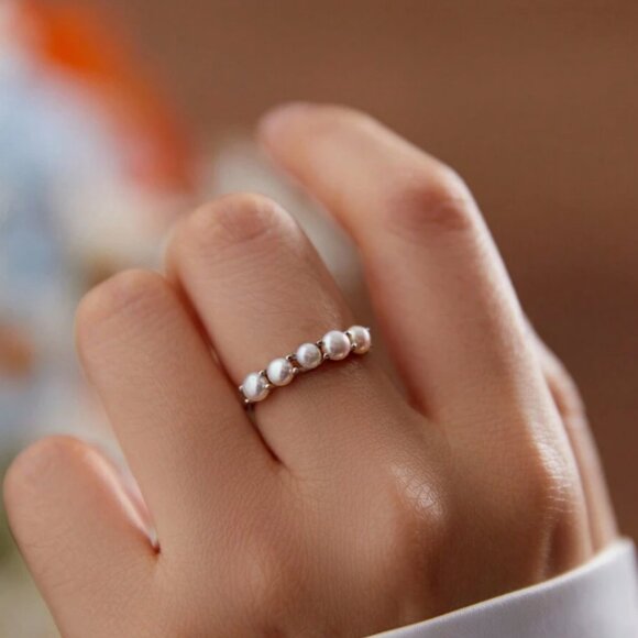 925 Sterling Silver Elegant Natural Pearl Ring New - Picture 4 of 4